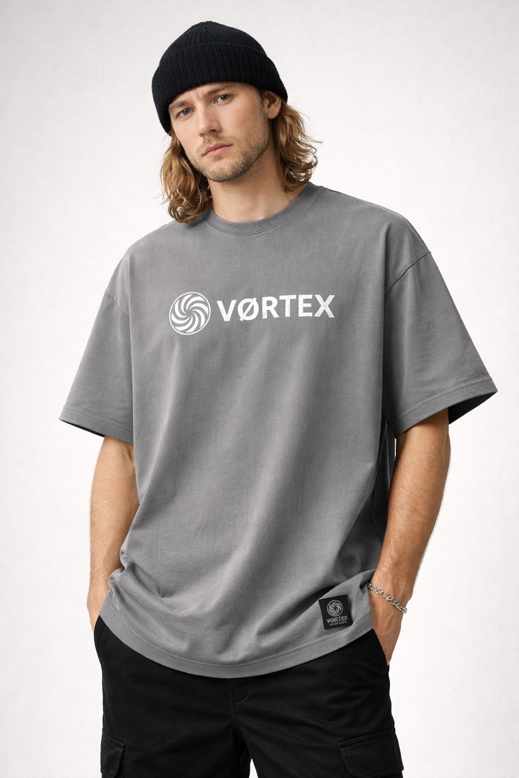 Camiseta oversize gris VØRTEX - CLASSIC